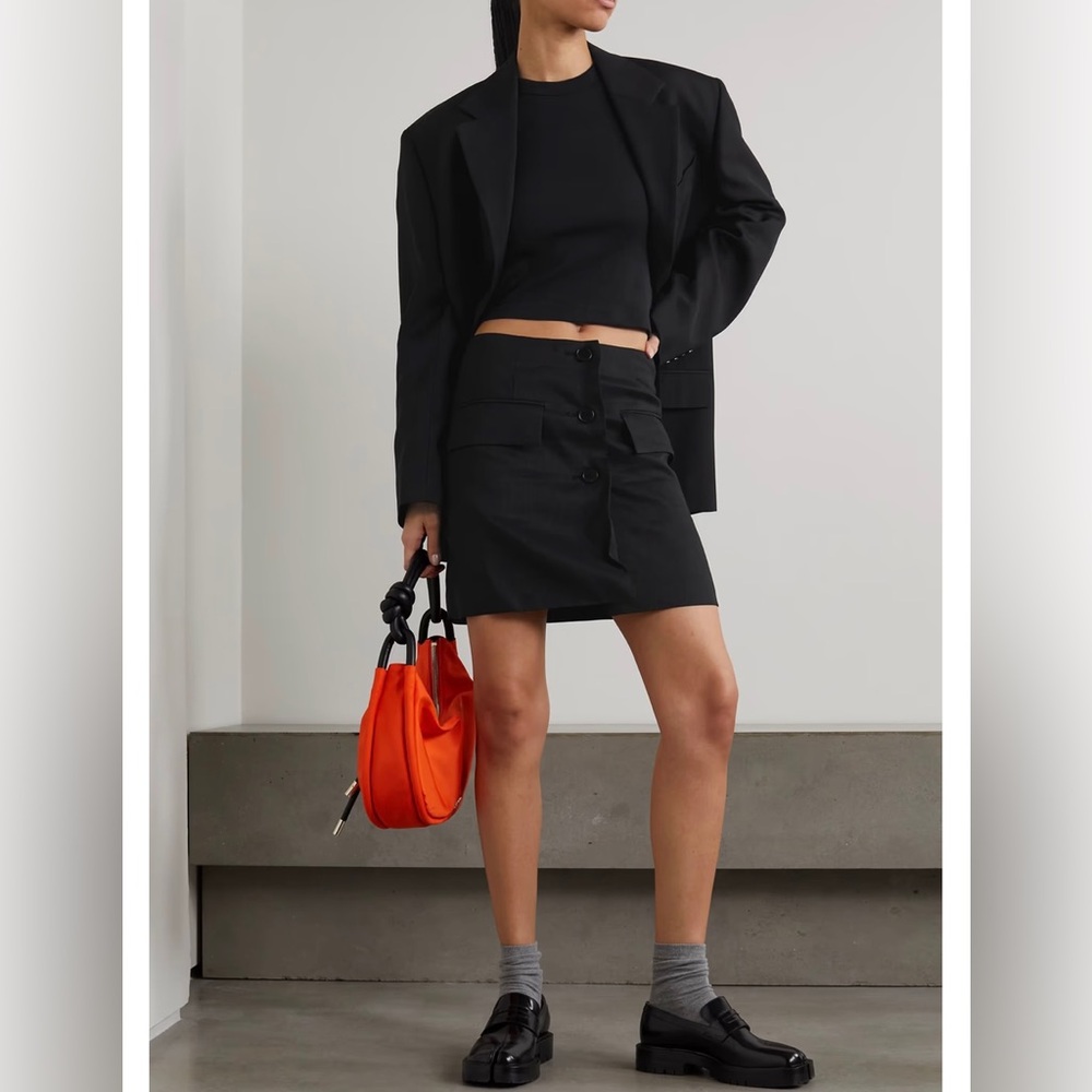 LVIR Button Point Mini Skirt Linen blend Black